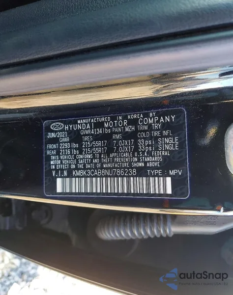 2022 Hyundai Kona Sel from USA, damaged, VIN KM8K3CAB8NU786238